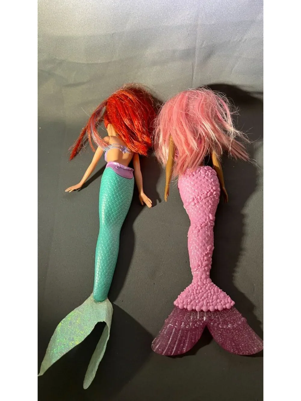 Mermaid Dolls Set With Red & Pink Hair And Glitter Tails